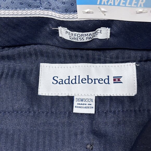 Saddlebred Traveler Comfort Flex Dress Pants 36x32 Dark Blue Straight Fit NWT - Picture 9 of 13